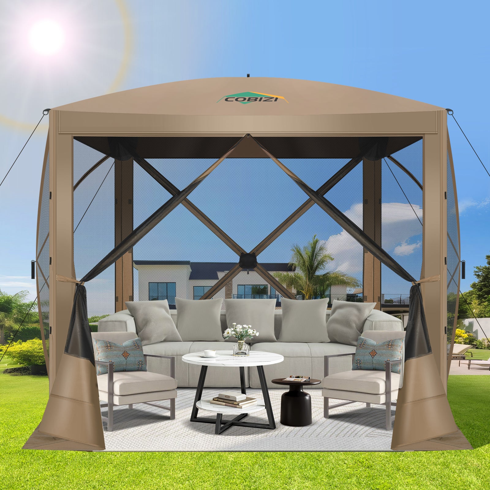 COBIZI 6'x6' Portable 4 Sidewall Pop Up Canopy Screen Tent, SPC44S