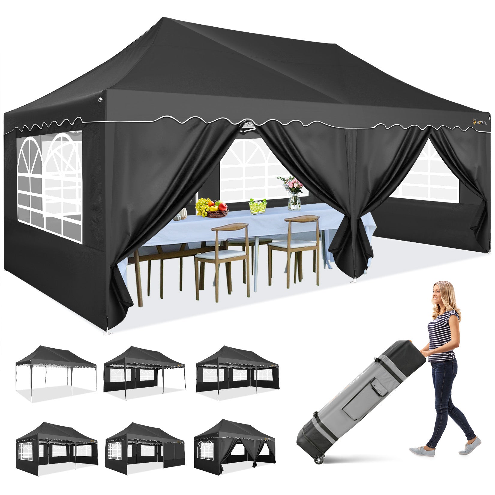 HOTEEL Canopy 10'x20' Pop Up Canopy Tent Heavy Duty Waterproof Adjustable Commercial Instant Canopy Outdoor Party Canopy Parties,Wedding,Outside Patio,Event,Backyard,Blue