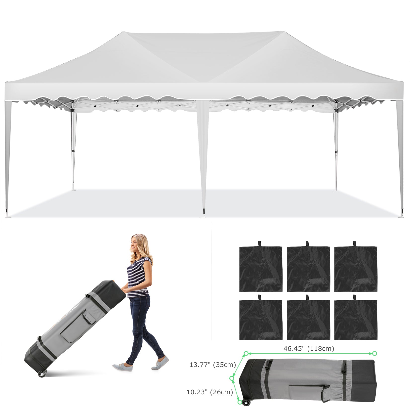 HOTEEL Canopy 10'x20' Pop Up Canopy Tent Heavy Duty Waterproof Adjustable Commercial Instant Canopy Outdoor Party Canopy Parties,Wedding,Outside Patio,Event,Backyard,Blue
