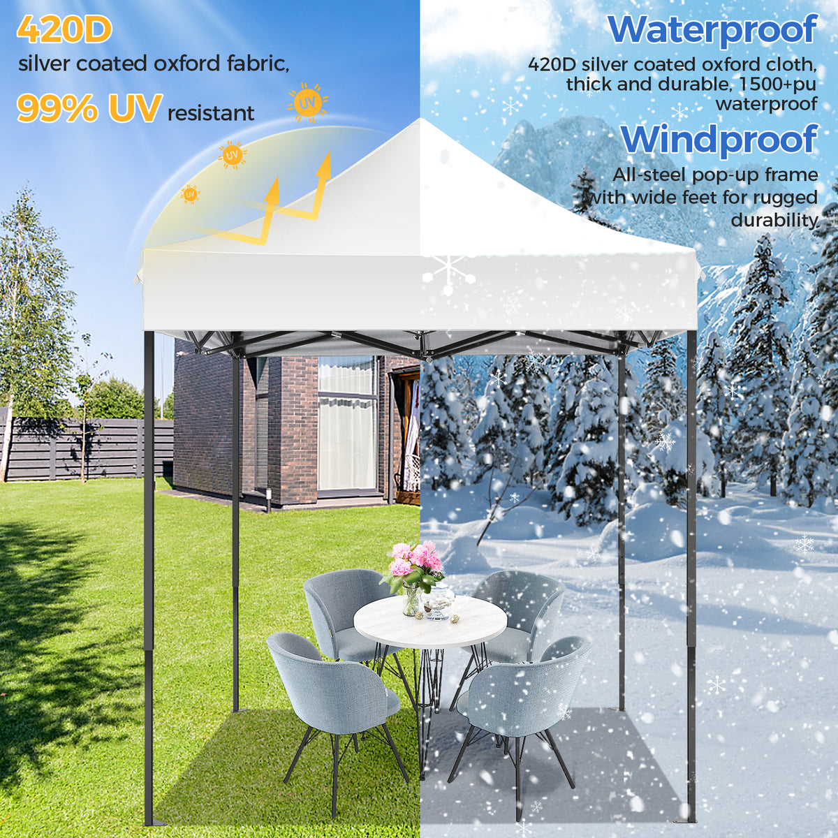 COBIZI 6.5'x6.5' Pop up Canopy with Carry Bag, SPC93