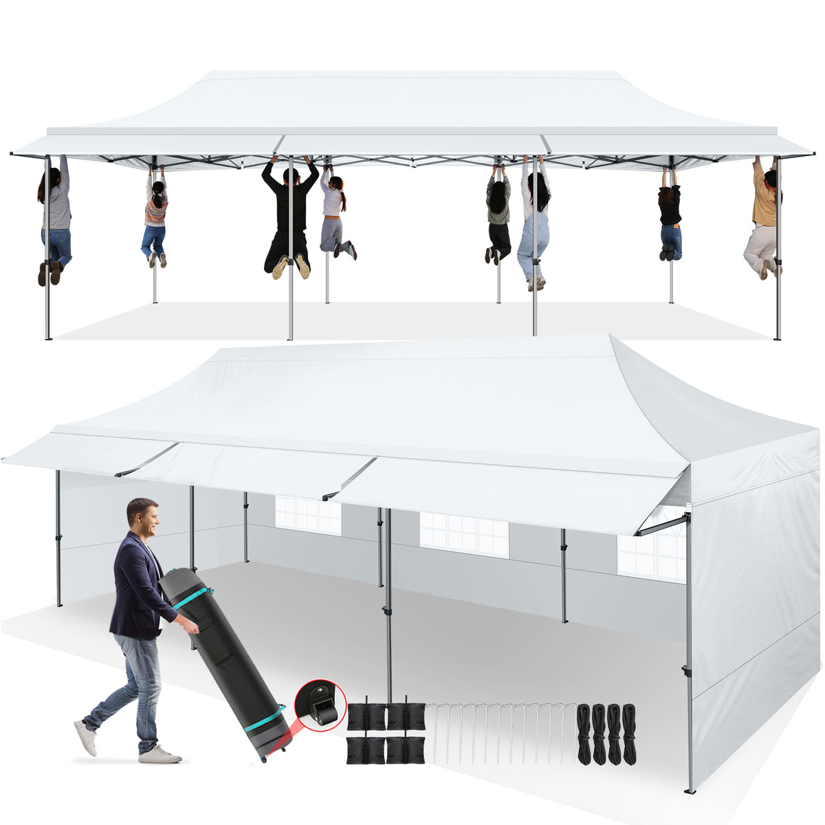 COBIZI 10'x30' Heavy Duty Pop up Canopy Tent with Extended Awning SPC119