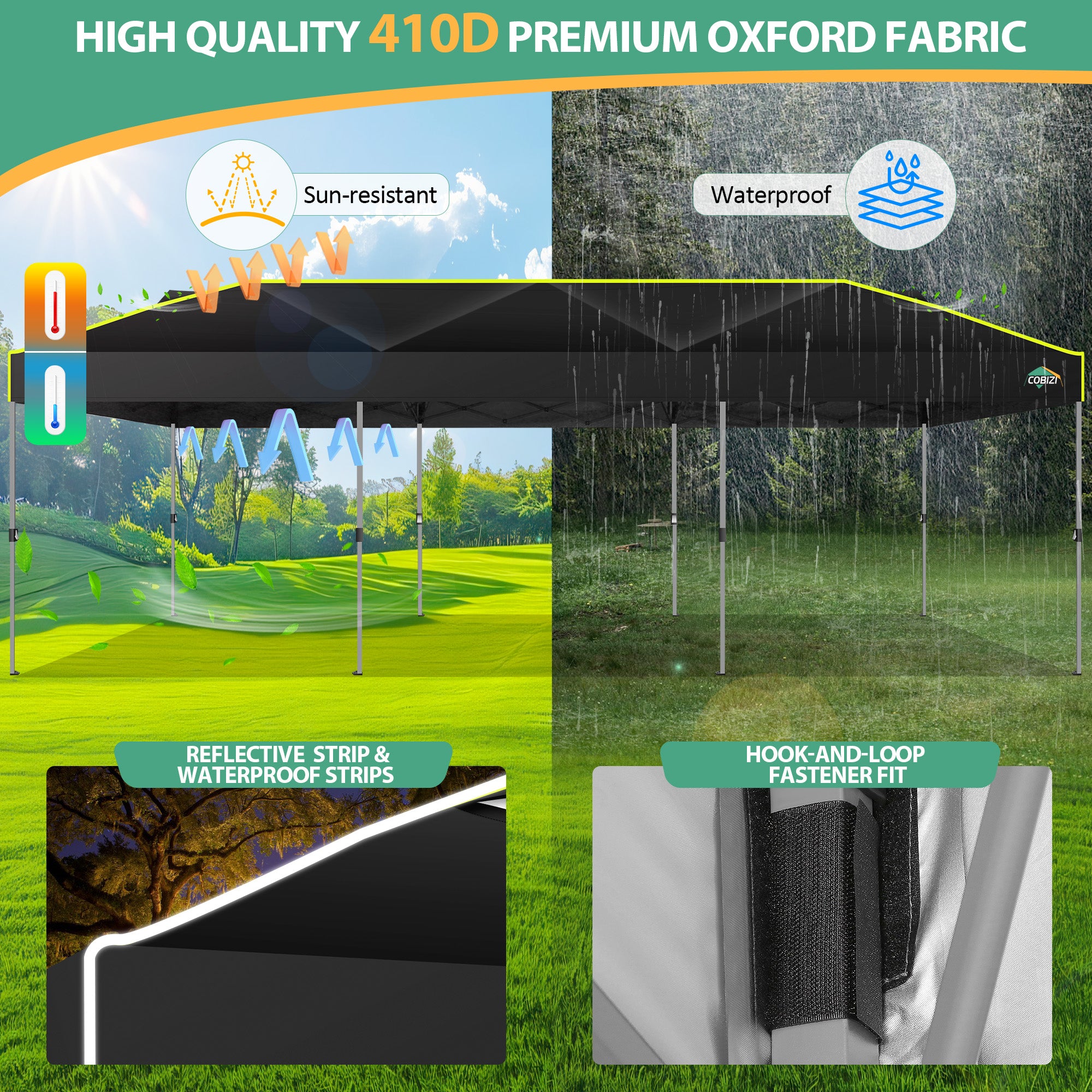 COBIZI 10'x30' Pop up Waterproof Canopy with Sidewalls & Wheel Carry Bag SPC305