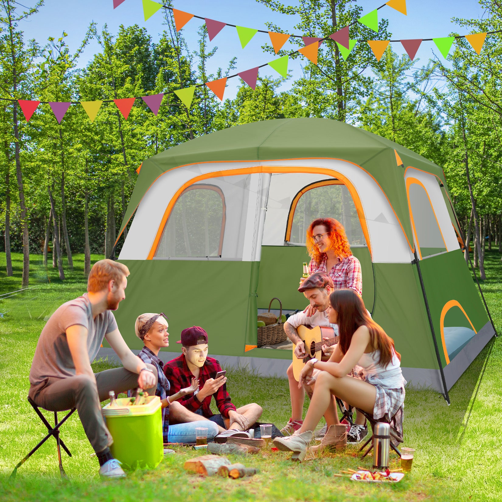 COBIZI 6 Person Easy Setup Camping Tent with Rainfly & Screen Windows SPC175