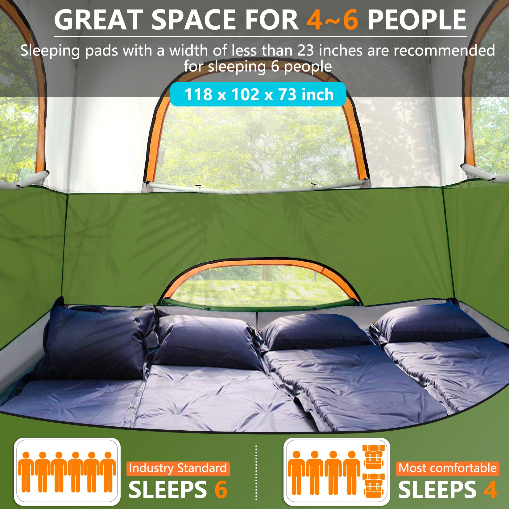 COBIZI 6 Person Easy Setup Camping Tent with Rainfly & Screen Windows SPC175