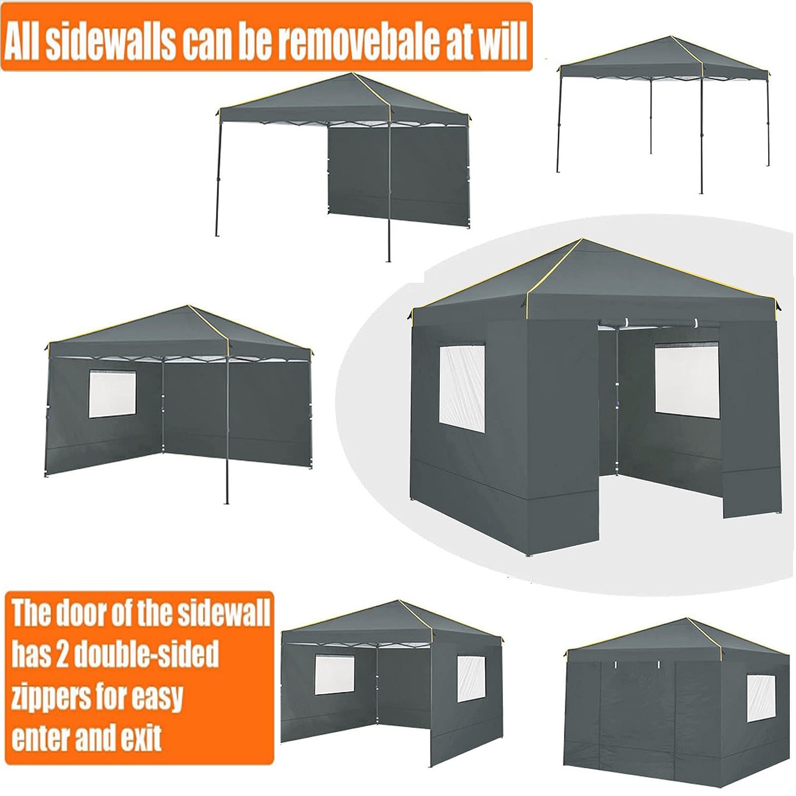 COBIZI 10'x10' Pop Up Outdoor Canopy with 4 Removable Sidewall and Mesh Windows HZC48