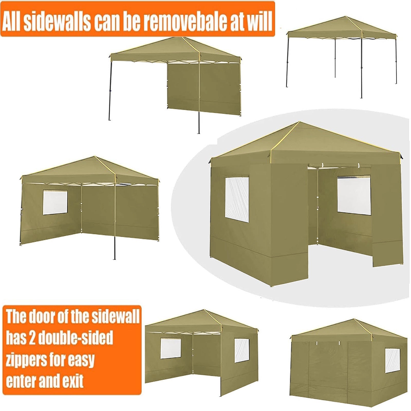 COBIZI 10'x10' Pop Up Canopy Tent with 4 Removable Sidewalls,Waterproof Commercial Instant Gazebo Outdoor Tents for Party/Exhibition/Picnic with Carry Bag