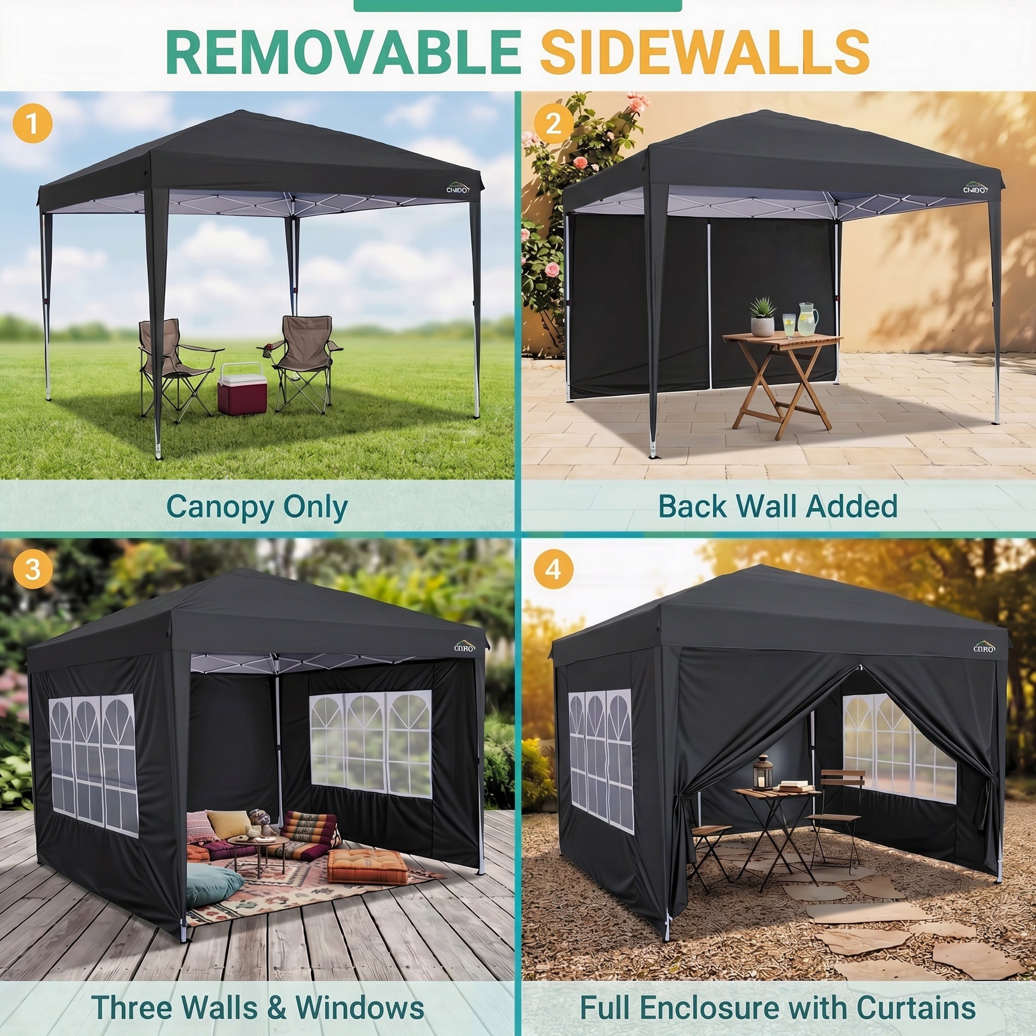 Cobizi 10'x10'/10'x20/10'x30' Protable Waterproof Pop up Canopy with 6 Sidewalls SPC202