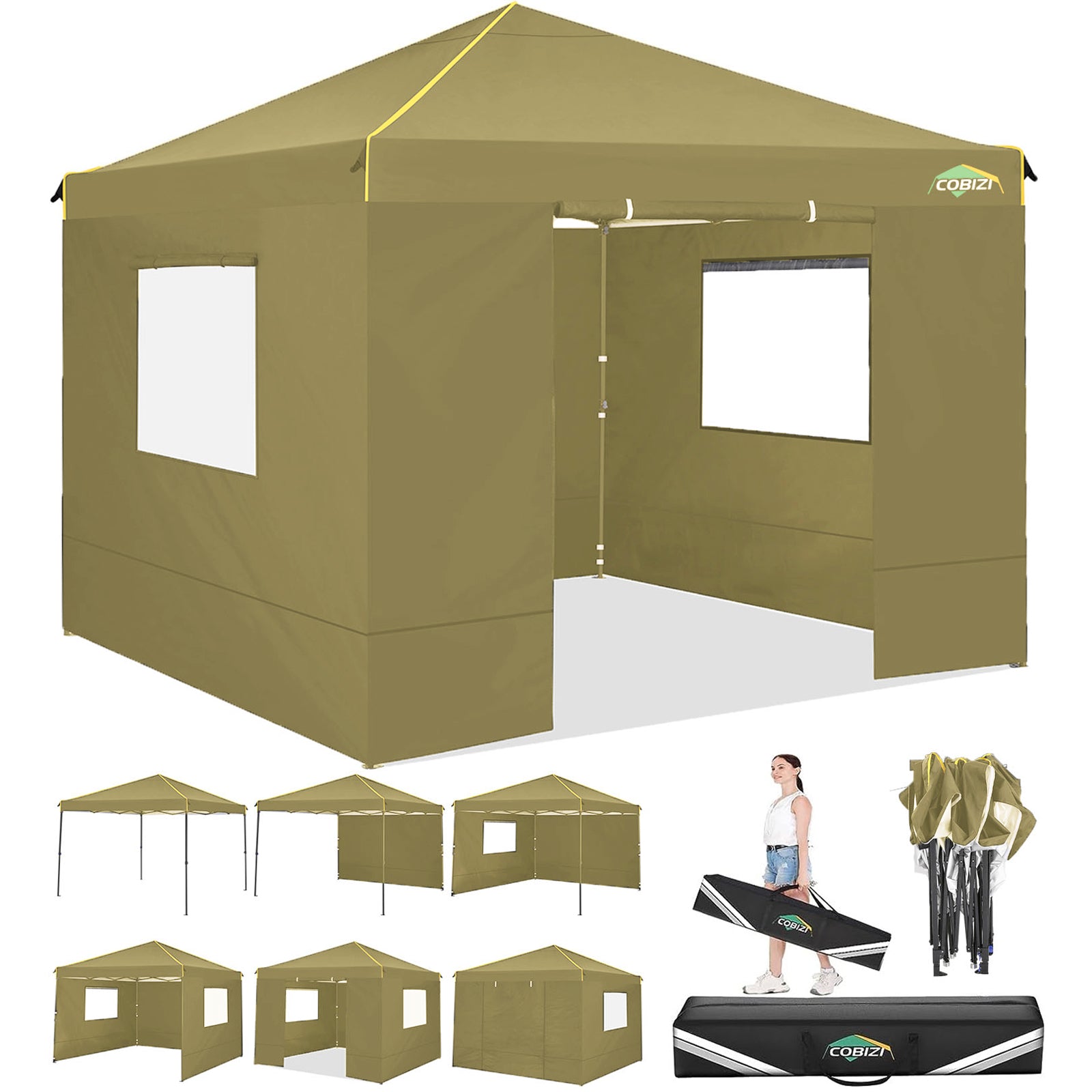 HOTEEL 10x10 Pop up Canopy Tent with 4 Removable Sidewalls,Waterproof Commercial Instant Gazebo,Outdoor Party Tents with Carry Bag
