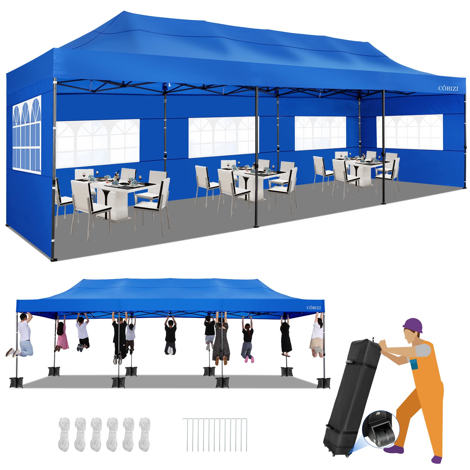 COBIZI 10'x30' Canopy Heavy Duty Pop Up Canopy Tent Outdoor Gazebo Shelter Large Tent for Party Camping