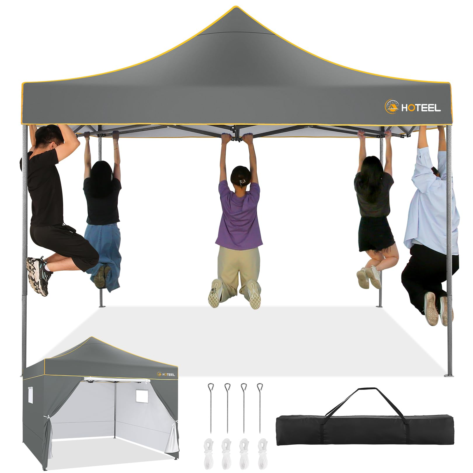 HOTEEL Pop Up 10x10 Canopy Tent, Outdoor Heavy Duty Vendor Tent with Sidewalls,Easy Up Canopy with Mesh Window,UPF 50+, White