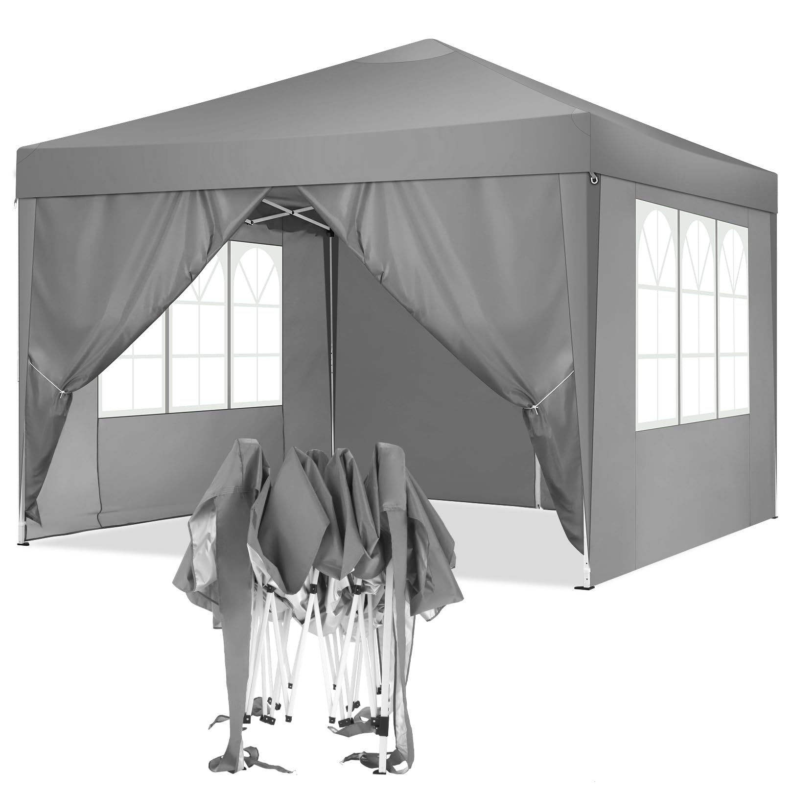 Hoteel 10'x 10' Pop up Canopy Straight Legs Instant Canopy for Outside Party Camping Canopy with 4 Removable Sidewalls