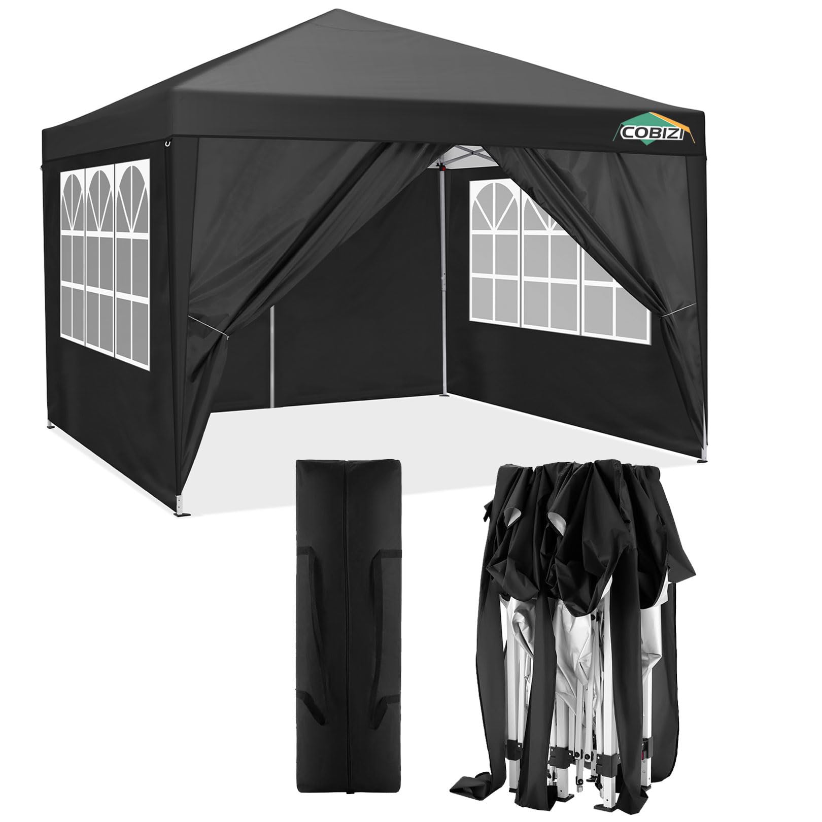 Hoteel 10'x 10' Pop up Canopy Straight Legs Instant Canopy for Outside Party Camping Canopy with 4 Removable Sidewalls