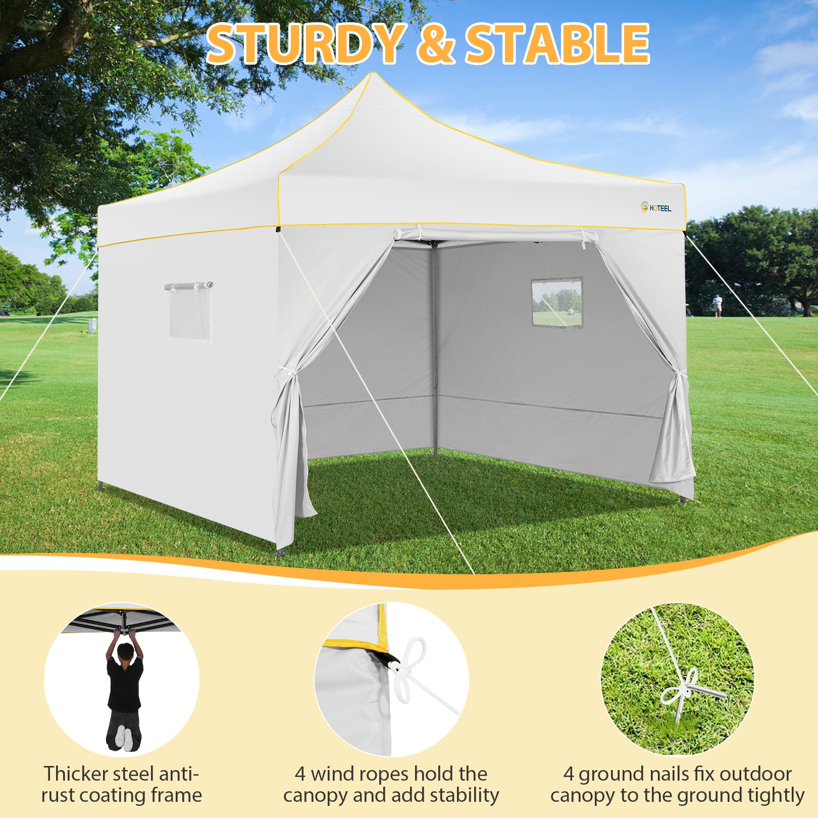 COBIZI 10' x10' Canopy Tent, Pop Up Canopy, Outdoor Tent with Mesh Window, Waterproof Instant Tents for Party