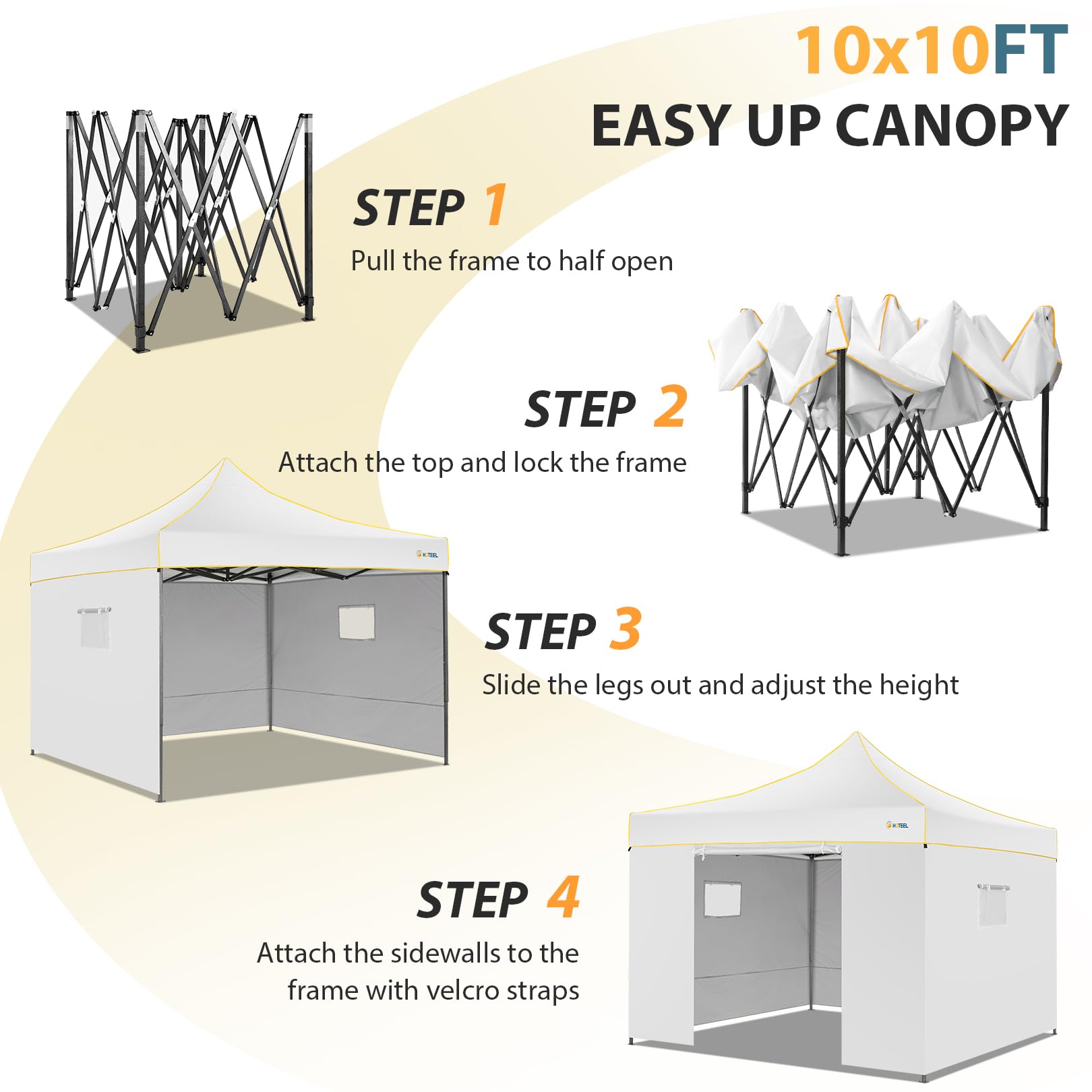 COBIZI 10' x10' Canopy Tent, Pop Up Canopy, Outdoor Tent with Mesh Window, Waterproof Instant Tents for Party
