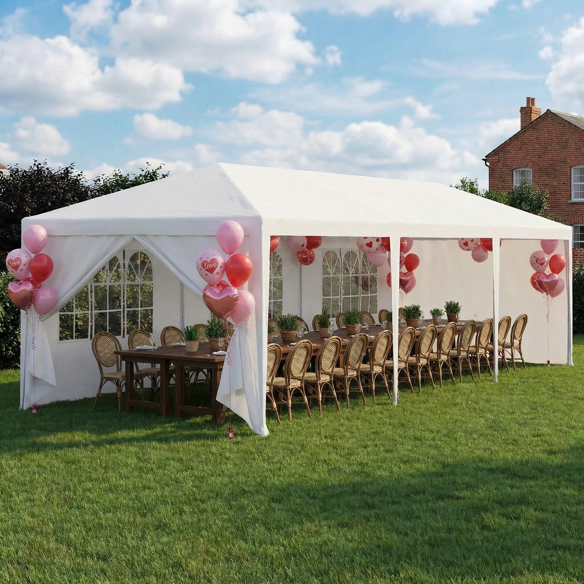 COBIZI 10'x20' Canopy Party Tent with 4 Removable Sidewalls White SPC108