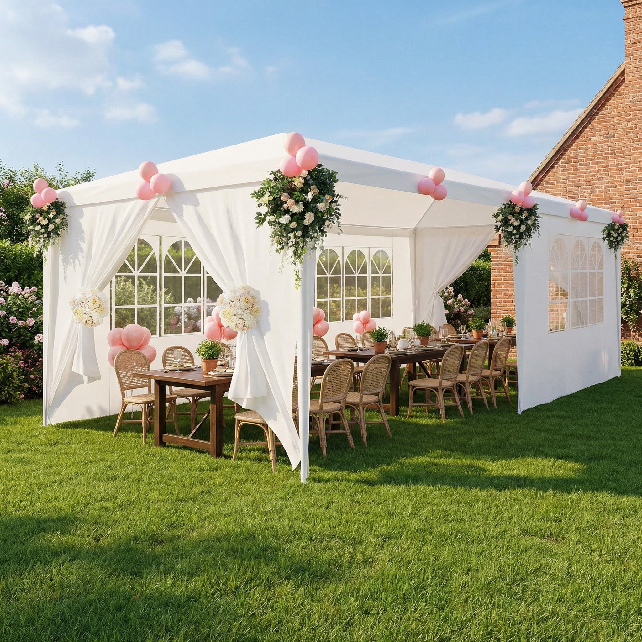 COBIZI 10'x20' Canopy Party Tent with 4 Removable Sidewalls White SPC108