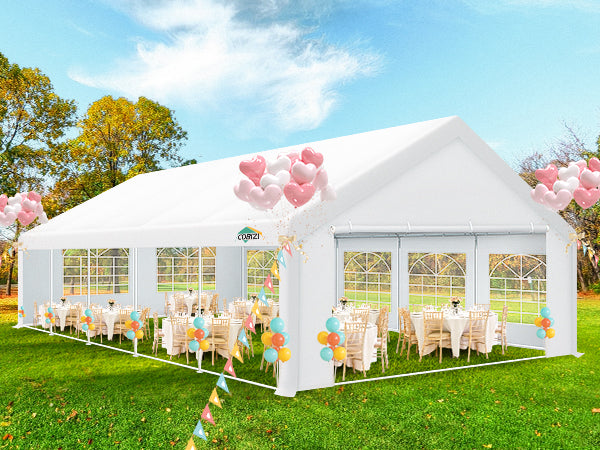 Video laden: COBIZI 16'x32' Heavy Duty Large Canopy Tent with 14 Church Windows & 10 Sidewalls SPC82