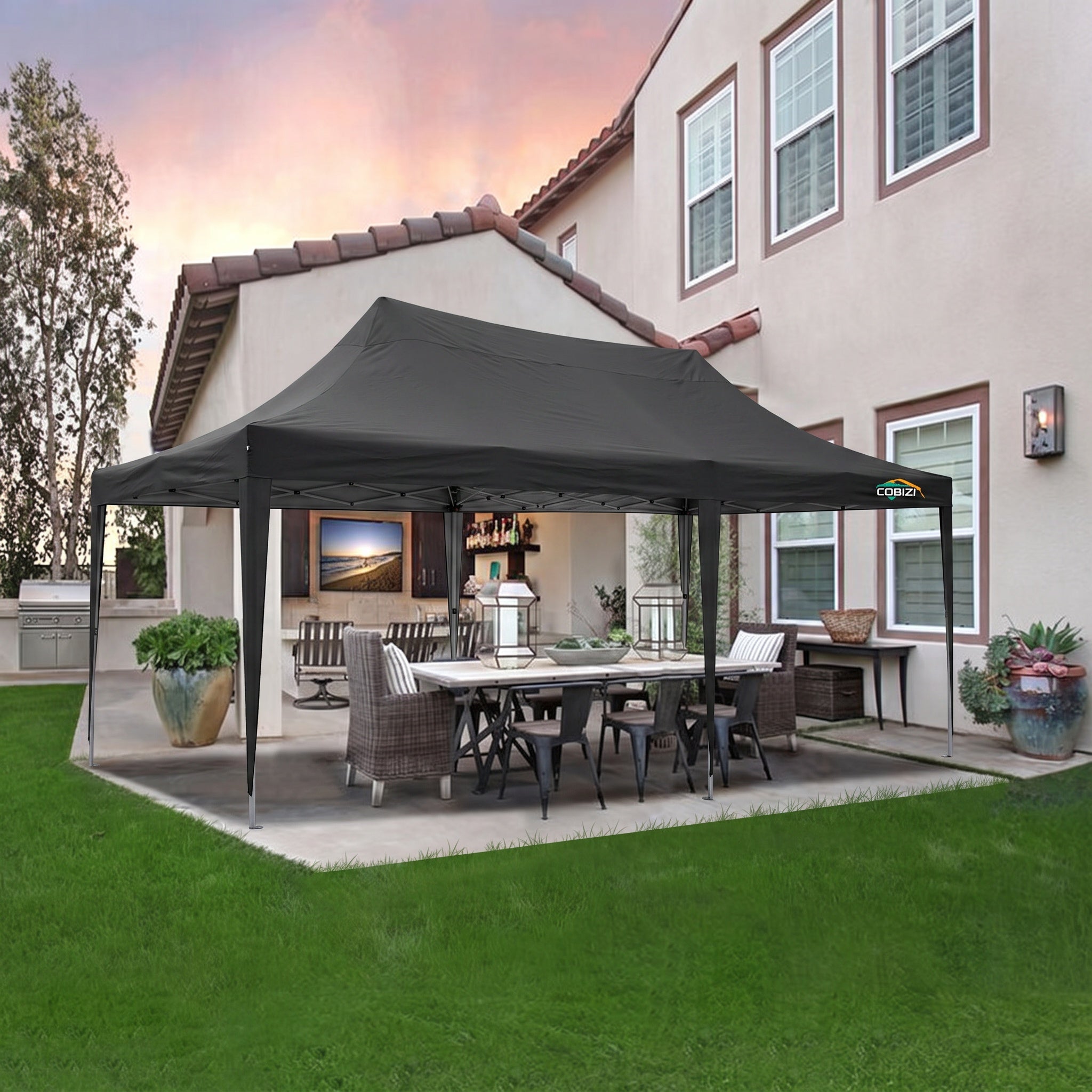 COBIZI 10'x20' Pop Up Canopy Tent with 6 Sidewalls & Carry Bag, 3 Adjustable Heights AMA5813