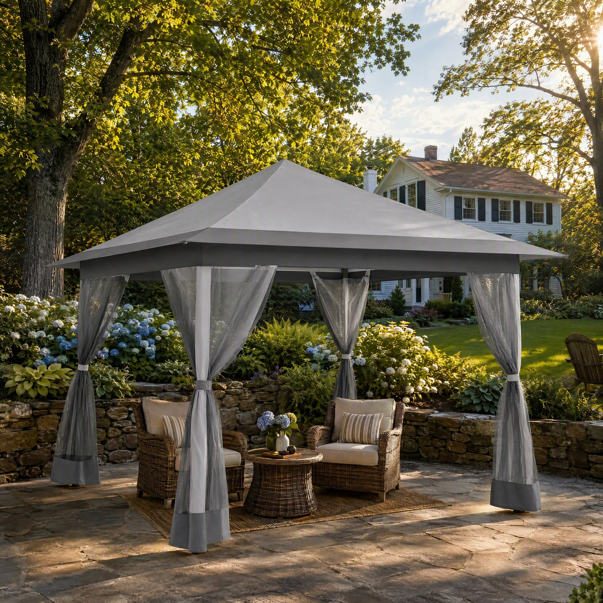 COBIZI 12'x12' Pop-up Gazebo Canopy, Durable Gazing Pavilion with Mosquito Netting SPC149