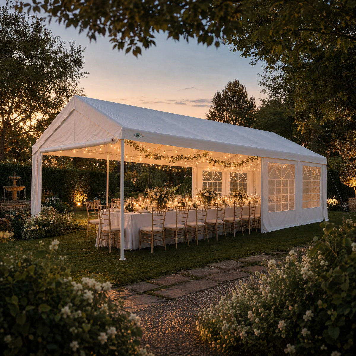 COBIZI 10'x30' Heavy Duty Party Canopy with Removable Sidewall Windows SPC124