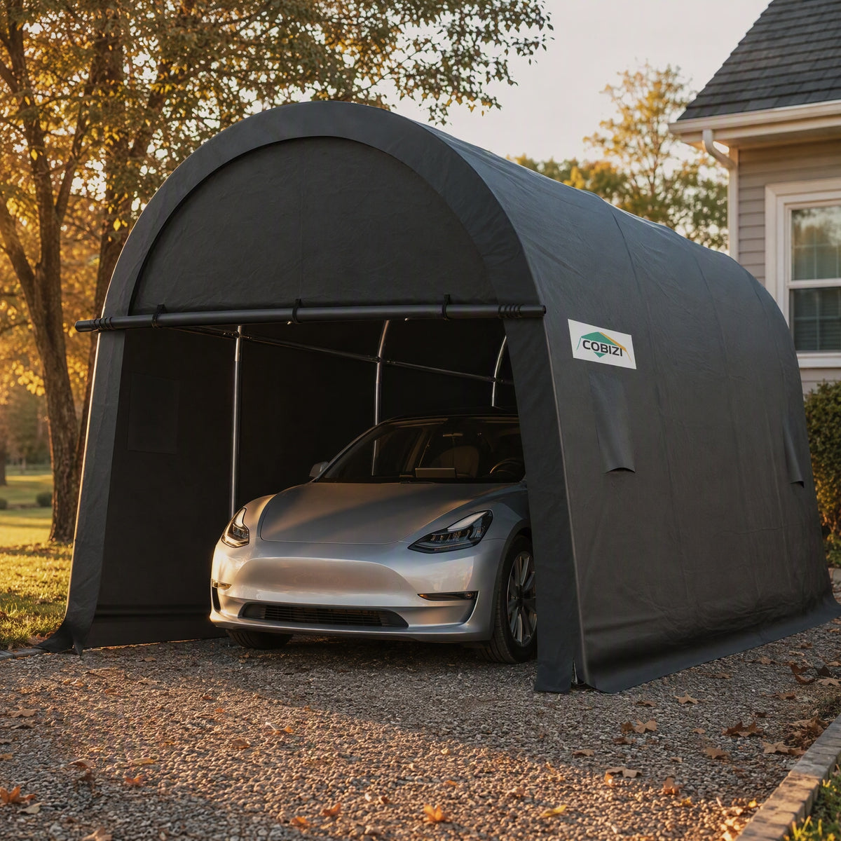 COBIZI 10'x15' Heavy Duty Carport Canopy With Double Zippered Roll-up Doors & Vents SPC259