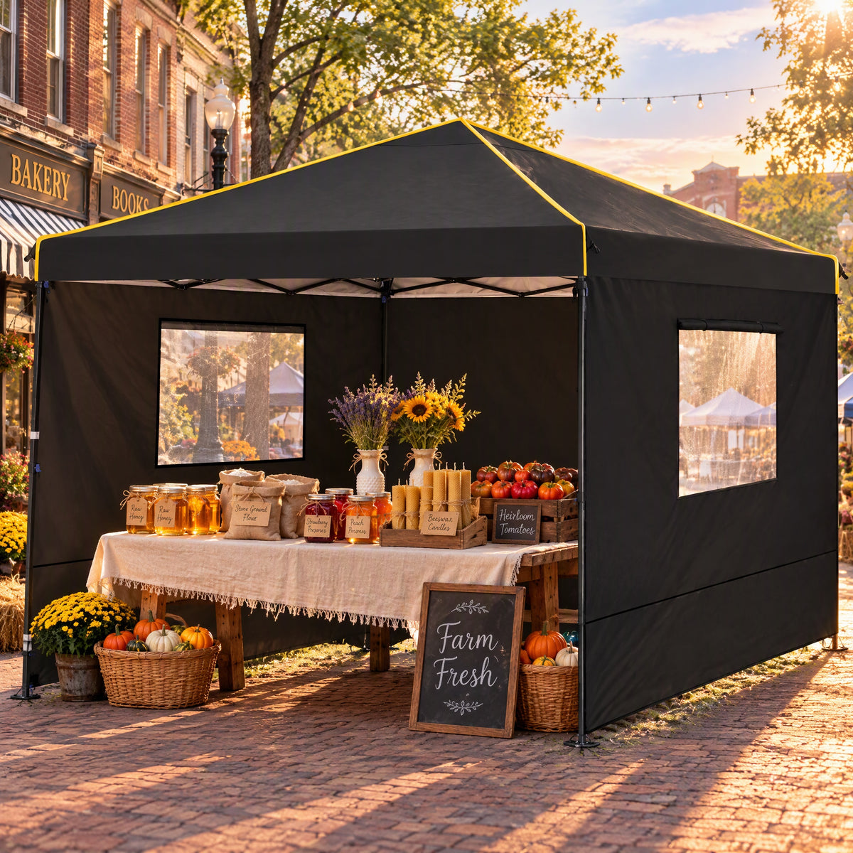 COBIZI 10'x10' Pop Up Outdoor Canopy with 4 Removable Sidewall and Mesh Windows HZC48
