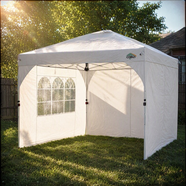 Cobizi 10'x10' One Push Central Button Pop Up Canopy Tent with Air Vent, 3 Sidewalls & Reflective Strip SPC141