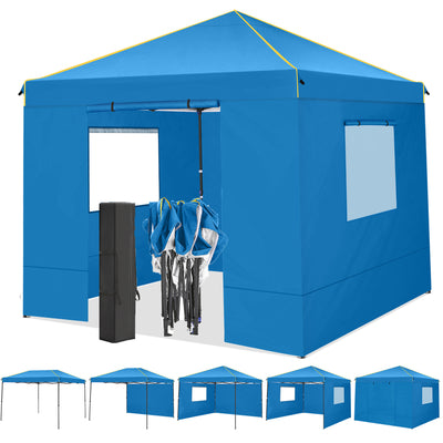 COBIZI 10'x10' Pop Up Outdoor Canopy with 4 Removable Sidewall and Mesh Windows HZC48