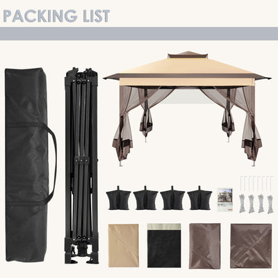 COBIZI 10'x10' Double Soft Top Gazebo Waterproof Canopy With Removable Mesh Wall SPC24