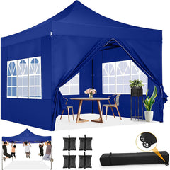 COBIZI 10x10 Heavy Duty Canopy Tent with 4 Sidewalls,Pop up Commercial Gazebo, Waterproof Outdoor Tents with Roller Bag, Black