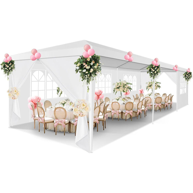 HOTEEL 10'x10'、10'x20'、10'x30' Canopy Party Tent with 4 Removable Sidewalls, Outdoor Tent for Parties, Event Tent, Large Canopy Tent for Weddings, Parties, Patio Camping Gazebo, All Season & Waterproof, White