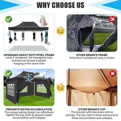 HOTEEL 10x15 Pop Up Canopy Tent Heavy Duty Easy Up Outdoor Canopy Commercial Event Tent Wedding with Roller Bag,UV 50+ & Upgraded No Water Accumulation,Thick Hexagonal Legs