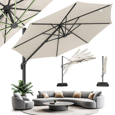 HOTEEL 10 Ft Patio Umbrella Outdoor Cantilever Umbrella Aluminum Offset Umbrella with Base, 360¡ã Rotation, Navy