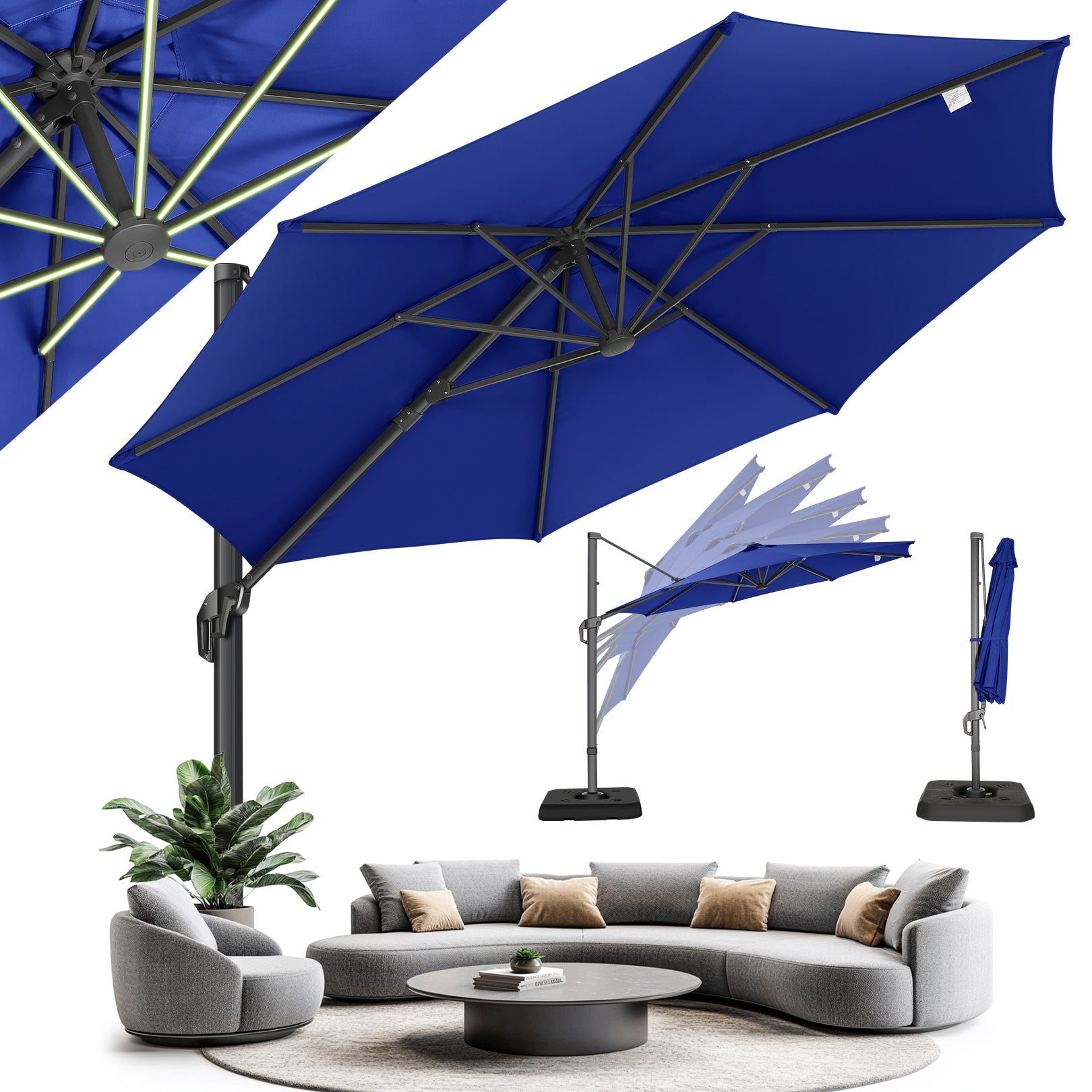 HOTEEL 10 Ft Patio Umbrella Outdoor Cantilever Square Umbrella Aluminum Offset Umbrella with Base, 360¡ã Rotation£¬Burgundy