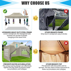HOTEEL 10x15 Pop Up Canopy Tent Heavy Duty Easy Up Outdoor Canopy Commercial Event Tent Wedding with Roller Bag,UV 50+ & Upgraded No Water Accumulation,Thick Hexagonal Legs