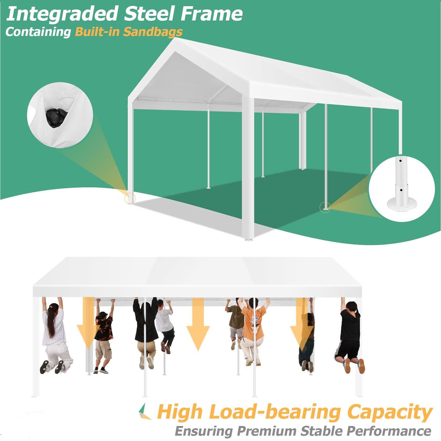 COBIZI 10' x 20' party tent, suitable for wedding parties, outdoor events, gazebos, shelter awnings, with removable side wall windows
