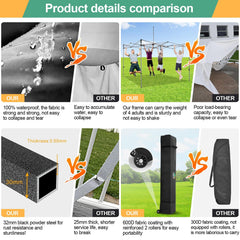 COBIZI 10x10 Pop Up Canopy Tent with 4 sidewalls Commercial Heavy Duty Canopy UPF 50+ Waterproof Outdoor Canopy Wedding Tents for Parties Gazebo with Roller Bag, Grey Gray (Windproof Upgraded)
