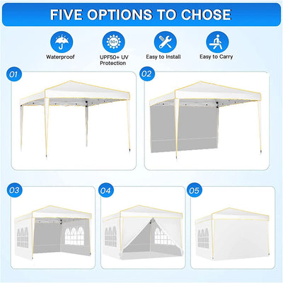 YUEBO 10 x 10ft Heavy Duty Folding Tent Easy Set-up Straight Leg Canopy Portable Gazebo Outdoor Camping Party Instant Shelter with Wheeled Carry Bag, White