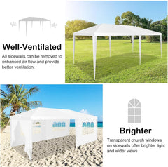 HOTEEL 10'x10'、10'x20'、10'x30' Canopy Party Tent with 4 Removable Sidewalls, Outdoor Tent for Parties, Event Tent, Large Canopy Tent for Weddings, Parties, Patio Camping Gazebo, All Season & Waterproof, White