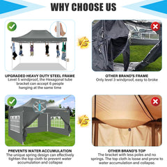 HOTEEL 10x15 Heavy Duty Canopy Tent ,Pop up Canopy for Parties Wedding,Commercial Easy up Gazebo with Roller Bag,UV 50+ &,Gray