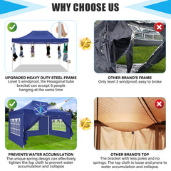 HOTEEL 10x15 Pop Up Canopy Tent Heavy Duty Easy Up Outdoor Canopy Commercial Event Tent Wedding with Roller Bag,UV 50+ & Upgraded No Water Accumulation,Thick Hexagonal Legs