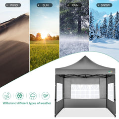 COBIZI 10x10 Pop Up Canopy Tent with 4 sidewalls Commercial Heavy Duty Canopy UPF 50+ Waterproof Outdoor Canopy Wedding Tents for Parties Gazebo with Roller Bag, Grey Gray (Windproof Upgraded)