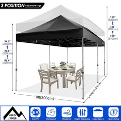 COBIZI 10x20 Pop Up Canopy Tent with 6 Removable Sidewalls, Easy Up Commercial Canopy, Adjustable Heights, Waterproof and UV50+ Gazebo with Portable Bag, Party Tents for Parties, Black