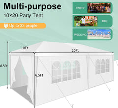 HOTEEL Party Tent 10x20 Canopy Tents for Parties with 6 Removable Sidewalls, Waterproof Outdoor Tent for Weddings and Events