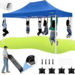 HOTEEL 10x15 Pop Up Canopy Tent Heavy Duty Easy Up Outdoor Canopy Commercial Event Tent Wedding with Roller Bag,UV 50+ & Upgraded No Water Accumulation,Thick Hexagonal Legs