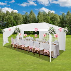 HOTEEL 10'x10'、10'x20'、10'x30' Canopy Party Tent with 4 Removable Sidewalls, Outdoor Tent for Parties, Event Tent, Large Canopy Tent for Weddings, Parties, Patio Camping Gazebo, All Season & Waterproof, White