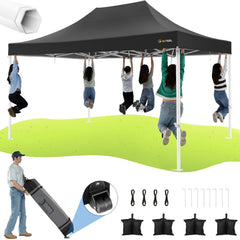 HOTEEL 10x15 Pop Up Canopy Tent Heavy Duty Easy Up Outdoor Canopy Commercial Event Tent Wedding with Roller Bag,UV 50+ & Upgraded No Water Accumulation,Thick Hexagonal Legs