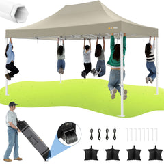 HOTEEL 10x15 Pop Up Canopy Tent Heavy Duty Easy Up Outdoor Canopy Commercial Event Tent Wedding with Roller Bag,UV 50+ & Upgraded No Water Accumulation,Thick Hexagonal Legs
