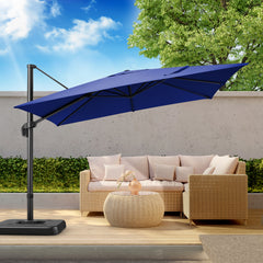 HOTEEL 10 Ft Patio Umbrella Outdoor Cantilever Square Umbrella Aluminum Offset Umbrella with Base, 360° Rotation，Burgundy