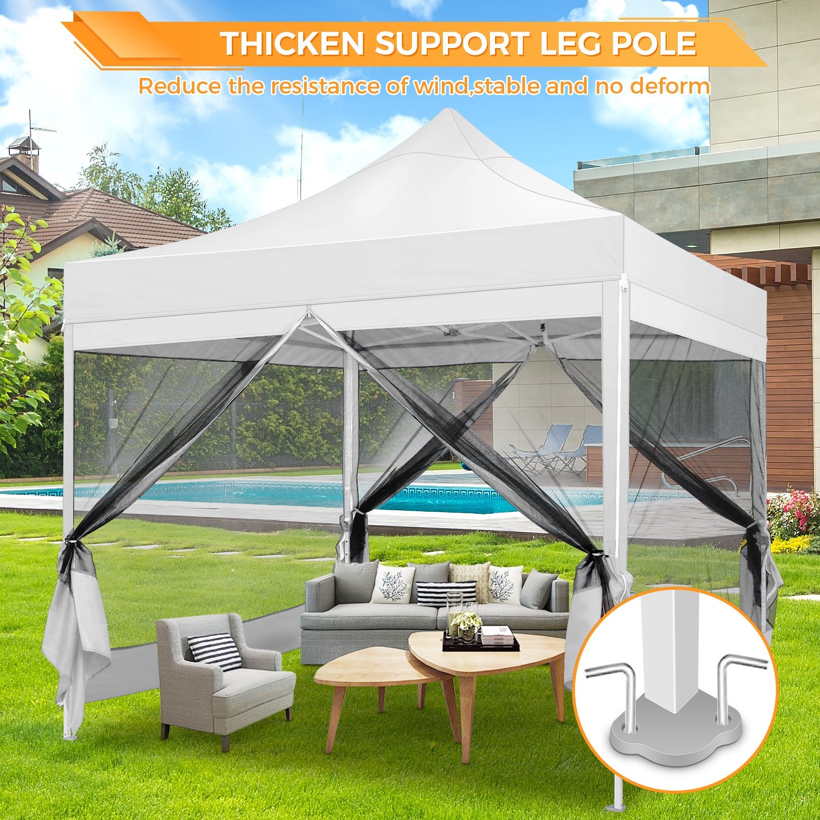 COBIZI 10'x10' Heavy Duty Pop up Canopy Gazebo with Netting Screened SPC111